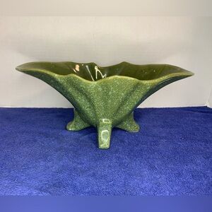 Vintage Retro BOHO 293 Brush McCoy Planter Green w/ Blue Speckles - Made in USA